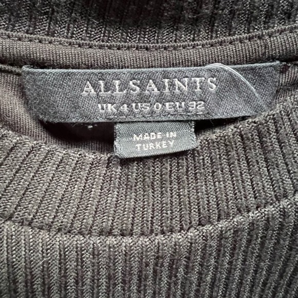 All Saints Molly Black Open Back Long Sleeve Midi Dress Size 0 NWT - Picture 7 of 12